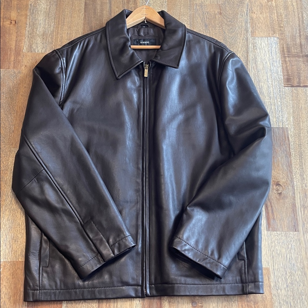 Alfani Chocolate Brown Genuine Leather Jacket NWOT